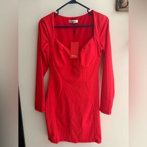 Popilush Redtag Long Sleeve Red Bodycon Dress w/ body shaper